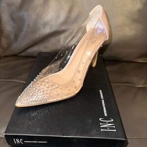 INC International Concepts Women's Clear and Beige Studded Heels